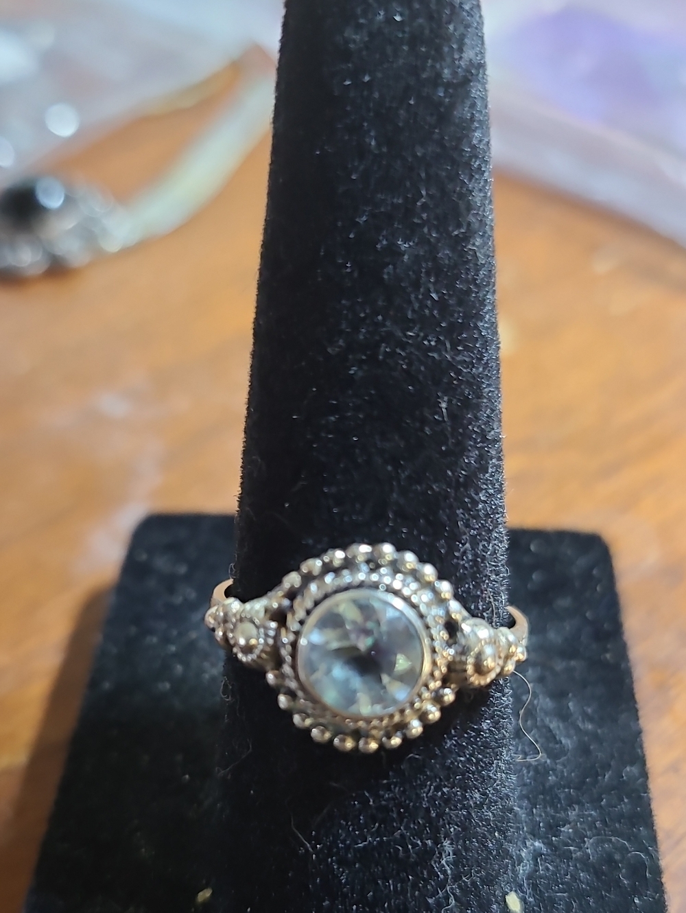 Sterling Silver Blue Topaz Halo Ring